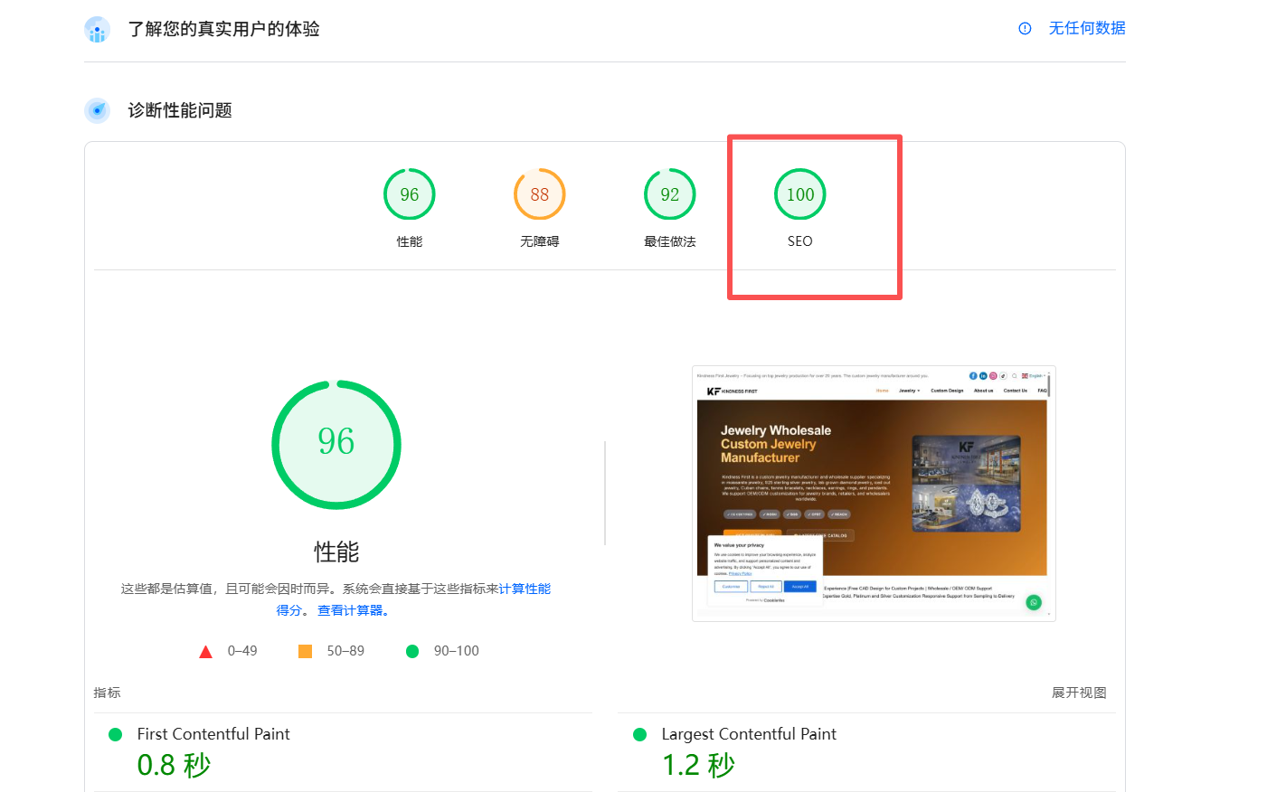 江总网站性能截图